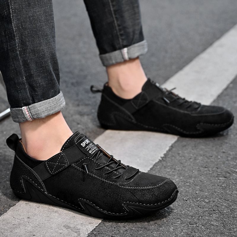 SocNoDn Men's Fashion Leather Lace-up Shoes Male Walking Casual Spring Summer Outdoor Hiking Climbing Shoes Sneakers Durable