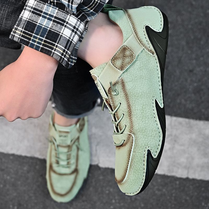 SocNoDn Men's Fashion Leather Lace-up Shoes Male Walking Casual Spring Summer Outdoor Hiking Climbing Shoes Sneakers Durable