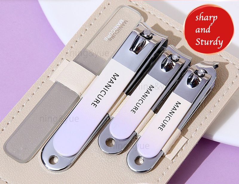 Household nail clippers 4-piece set stainless steel portable nail clipper set nail clippers for foot repair beauty and nail art tools