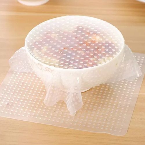4pcs Food Grade Plastic Wrap Re-usable Fresh Keeping Wrap Kitchen Tools Silicone Food Wraps Seal Cover
