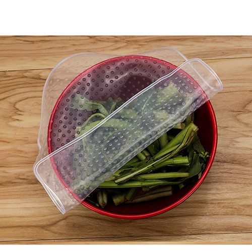 4pcs Food Grade Plastic Wrap Re-usable Fresh Keeping Wrap Kitchen Tools Silicone Food Wraps Seal Cover