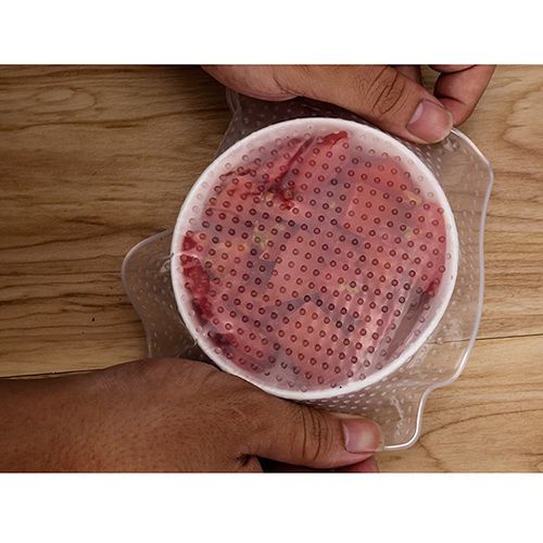 4pcs Food Grade Plastic Wrap Re-usable Fresh Keeping Wrap Kitchen Tools Silicone Food Wraps Seal Cover