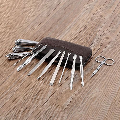 12-piece beauty set, finger care, nail clippers, cleanser, cuticle, pedicure, nail art, ear pick, peeling tool, small scissors, box, makeup set, manicure tool