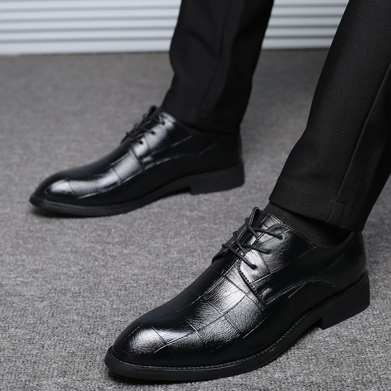 [Break Code Promotion ]Office shoes for men business men's shoes British business shoes black pointed PU leather shoes men's fashion trendy wedding shoes