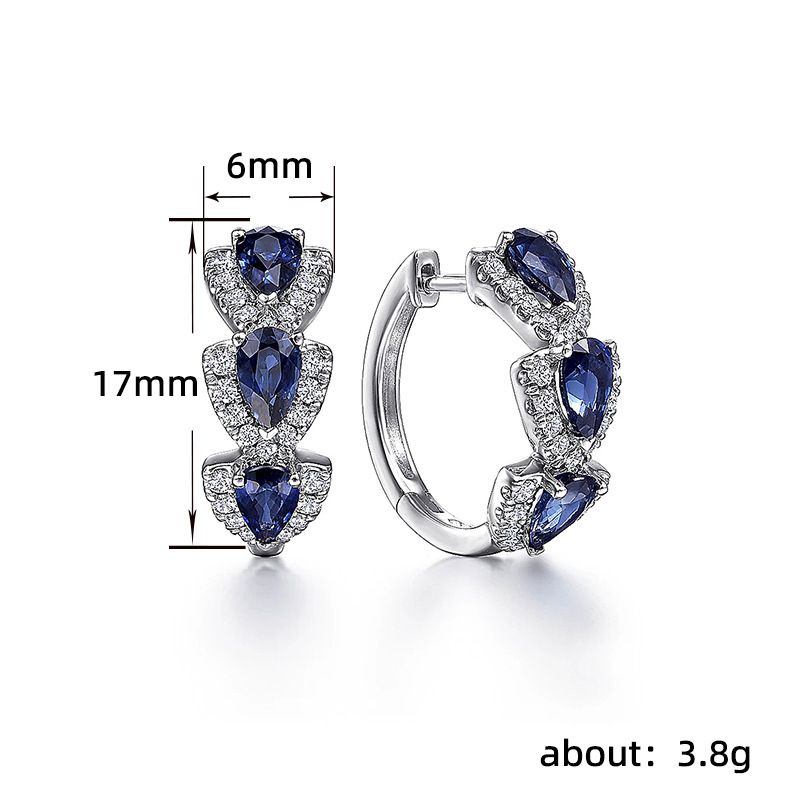 Lady New Fashion Luxury Wedding Earrings Klein Blue Zircon Earrings Stud Women Engagement Earrings Elegant Girl Retro Magazine Ear Buckle