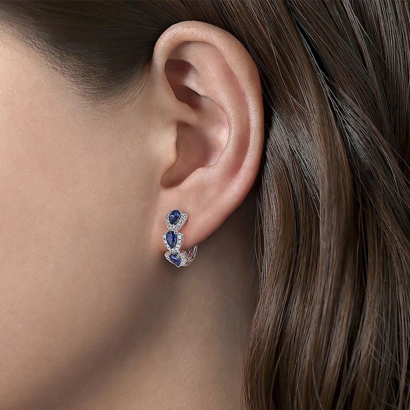 Lady New Fashion Luxury Wedding Earrings Klein Blue Zircon Earrings Stud Women Engagement Earrings Elegant Girl Retro Magazine Ear Buckle