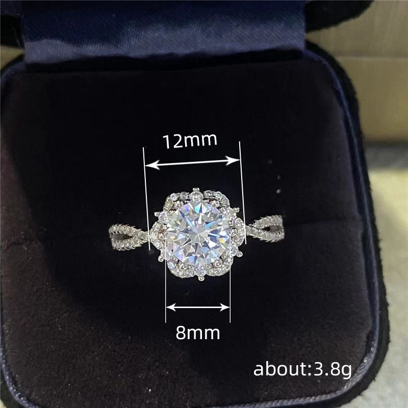 Lady New Fashion Luxury Wedding Ring Full Exquisite Zircon Diamond Engagement Ring Romantic Rose Proposal Diamond Ring