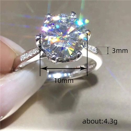 Lady New Fashion Luxury Zircon Wedding Ring Six Claws Classic Zircon Diamond Engagement Ring Romantic Rose Proposal Gift Ring