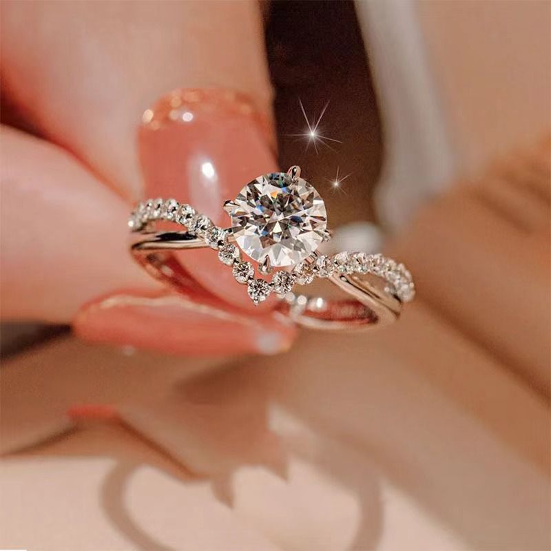 pete za wanawake Couple Ring 1 Carat Zircon Diamond Ring 1 Pair Men's and Women's Wedding Rings with Adjustable Openings+Free gift box