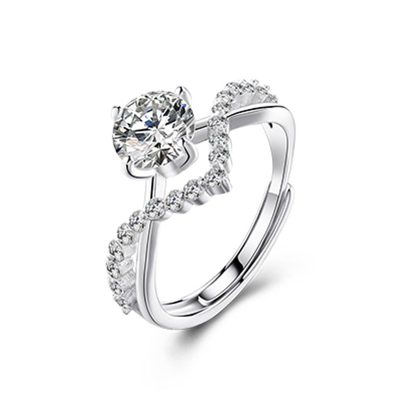 pete za wanawake Couple Ring 1 Carat Zircon Diamond Ring 1 Pair Men's and Women's Wedding Rings with Adjustable Openings+Free gift box