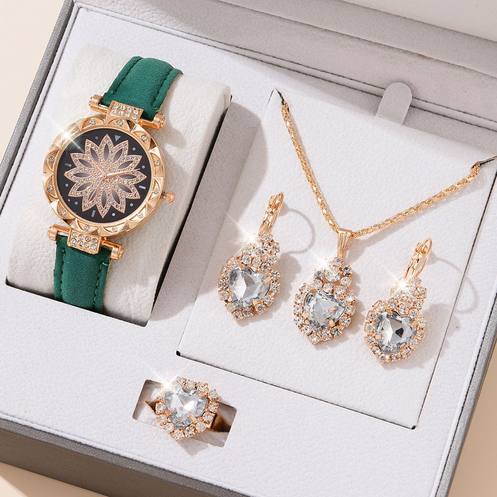 Vito vya Wanawake Saa/Pete/Pete za Wanawake 4-Piece Set Of Watches Earrings Necklaces Women'S Watches, Fashionable Quartz Watches Luxury Jewelry For Women Valentine'S Day Gifts +Free gift box