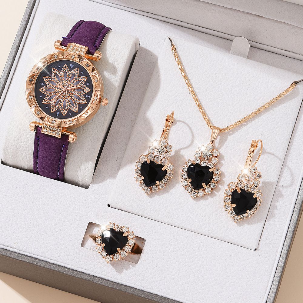 Vito vya Wanawake Saa/Pete/Pete za Wanawake 4-Piece Set Of Watches Earrings Necklaces Women'S Watches, Fashionable Quartz Watches Luxury Jewelry For Women Valentine'S Day Gifts +Free gift box