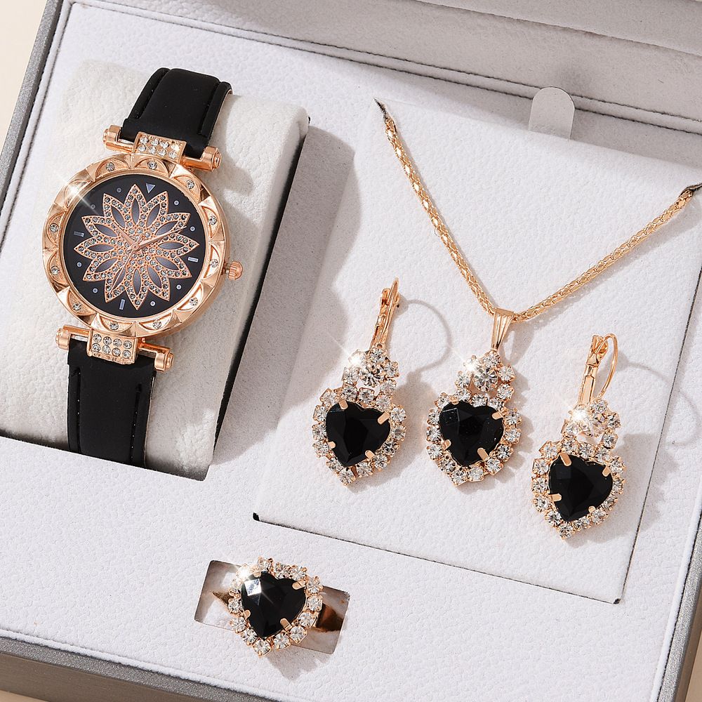 Vito vya Wanawake Saa/Pete/Pete za Wanawake 4-Piece Set Of Watches Earrings Necklaces Women'S Watches, Fashionable Quartz Watches Luxury Jewelry For Women Valentine'S Day Gifts +Free gift box