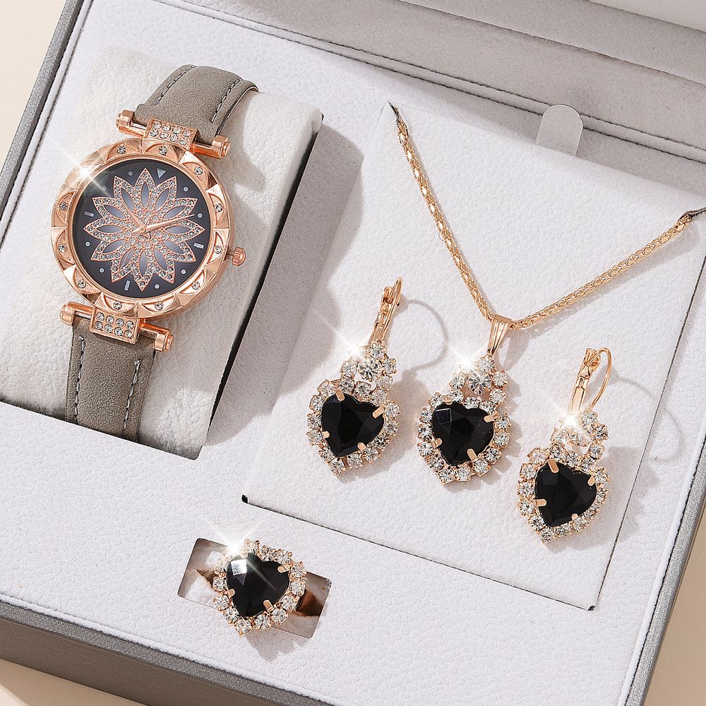 Vito vya Wanawake Saa/Pete/Pete za Wanawake 4-Piece Set Of Watches Earrings Necklaces Women'S Watches, Fashionable Quartz Watches Luxury Jewelry For Women Valentine'S Day Gifts +Free gift box