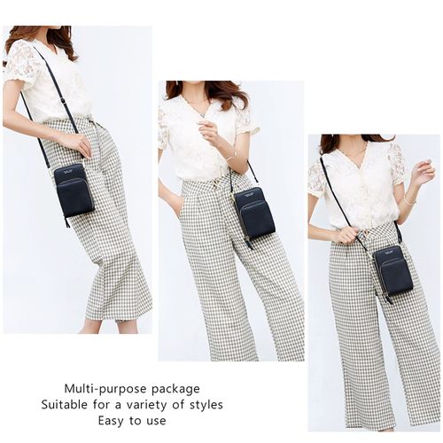 Ladies Mobile Phone Bag PU Wallet Crossbody Bag Black Purse Mini Bag