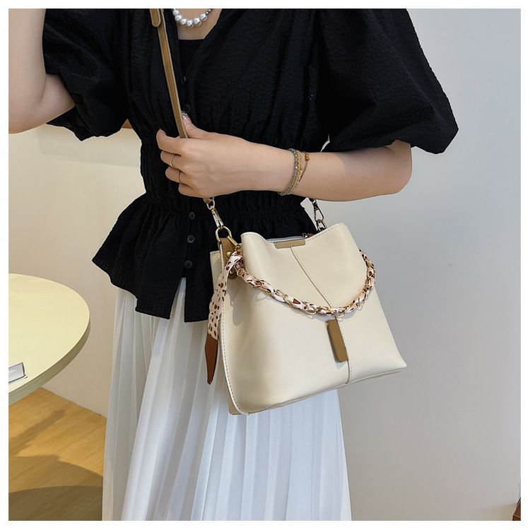 Women Bucket Bag Ladies Ribbon Shoulder Bag Handbags Multi-carry Cross-body Bag