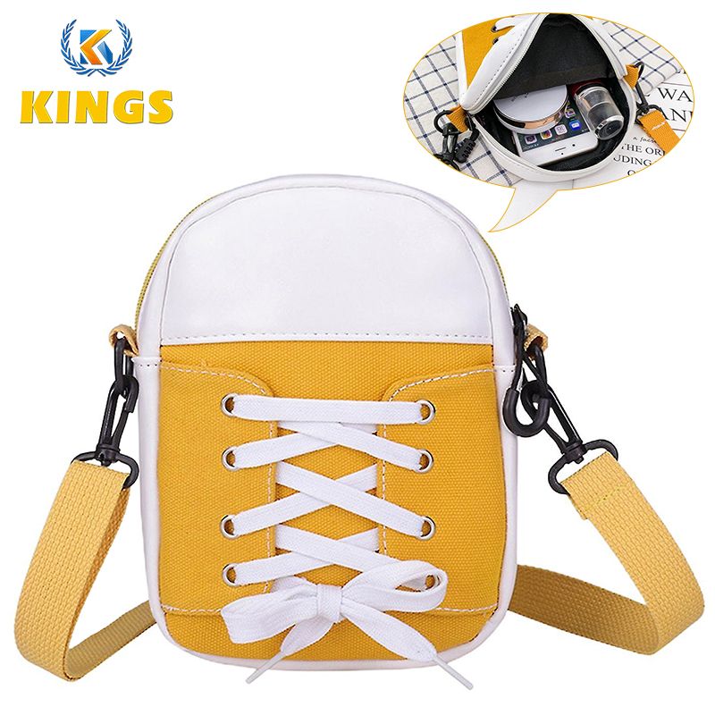 Canvas Crossbody Bag Mini Bag Shoe Style Small Bag Mobile Phone Bag pouch Yellow