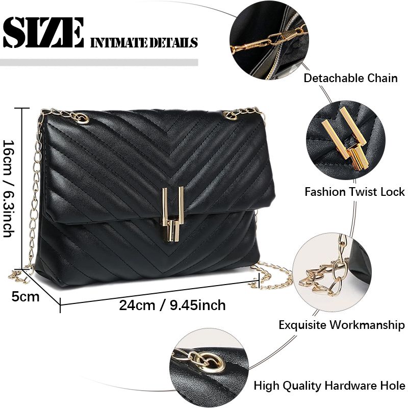 Women Small Cross-body Bag Ladies Chain Bag Phone Bag Clutch Mini Black Bag