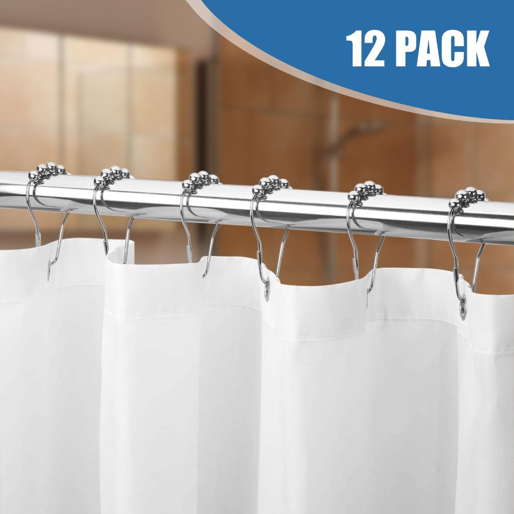 Shower Curtain Hooks Rings for Bathroom - 12 Pcs