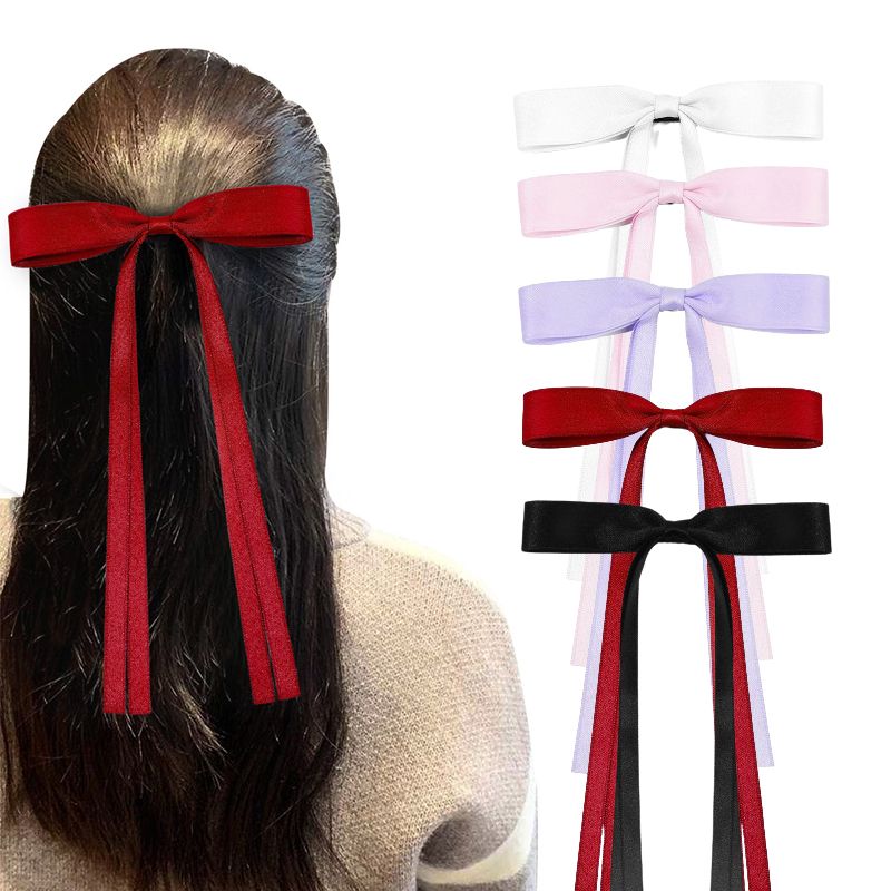 5PCS Hair Bows for Women, Hair Ribbon hair bows with Long Tail,Cute hair bow clips Hair Barrettes for Women Accessories