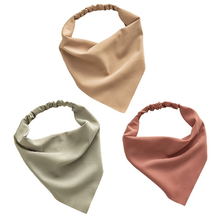 3pcs Elastic Hair Bandanas Boho Scarf  Headband Chiffon Head Kerchief Turban with Hair Clips for Women Solid Color