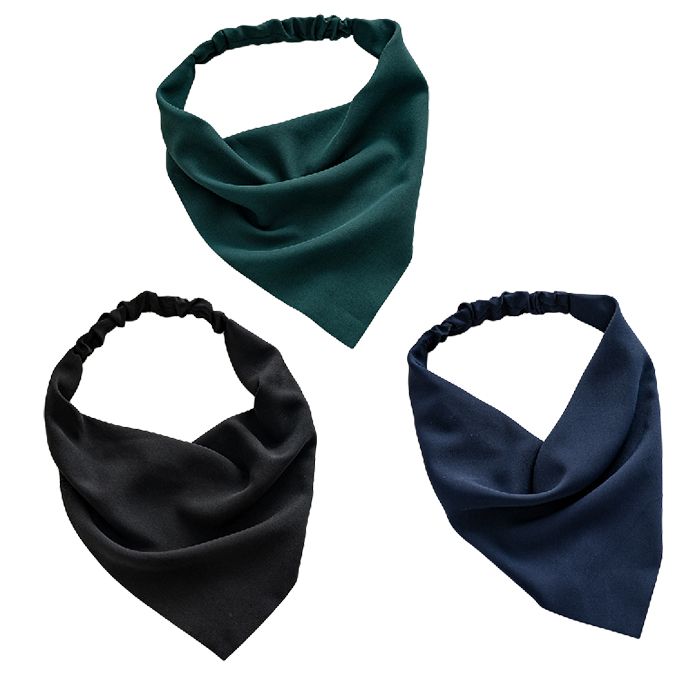 3pcs Elastic Hair Bandanas Boho Scarf  Headband Chiffon Head Kerchief Turban with Hair Clips for Women Solid Color