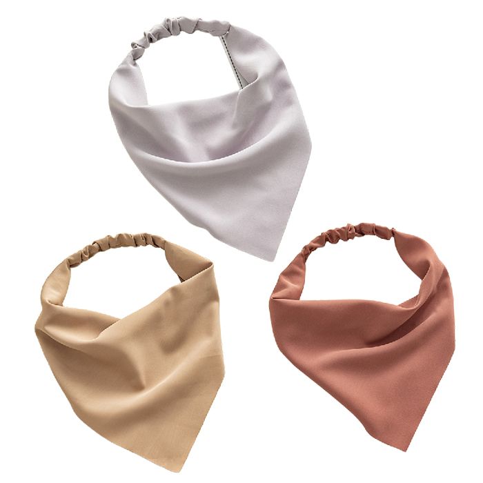 3pcs Elastic Hair Bandanas Boho Scarf  Headband Chiffon Head Kerchief Turban with Hair Clips for Women Solid Color