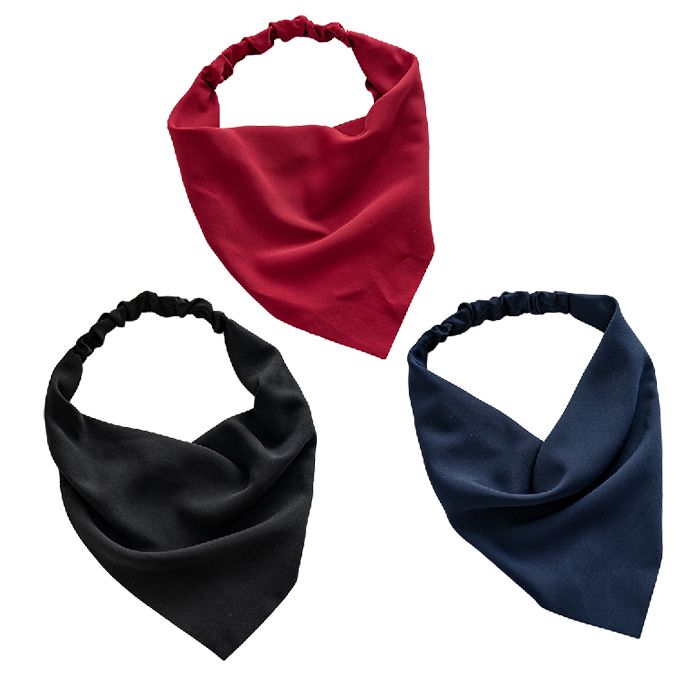 3pcs Elastic Hair Bandanas Boho Scarf  Headband Chiffon Head Kerchief Turban with Hair Clips for Women Solid Color