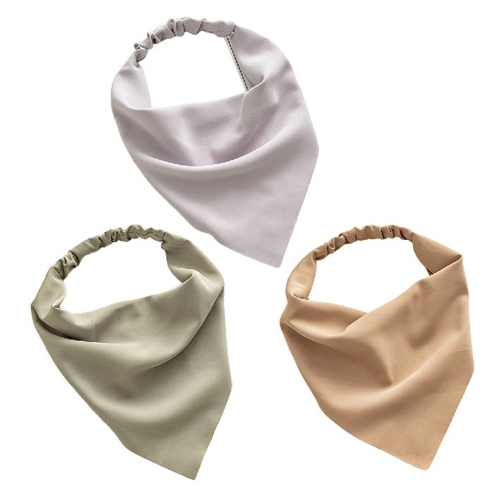 3pcs Elastic Hair Bandanas Boho Scarf  Headband Chiffon Head Kerchief Turban with Hair Clips for Women Solid Color