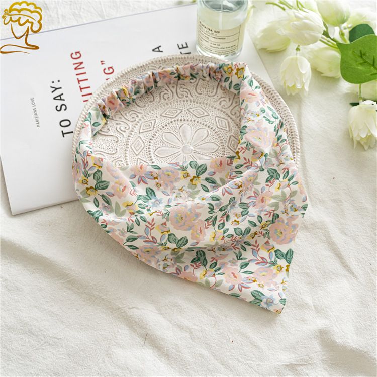 2pcs Floral Elastic Hair Bandanas Boho Scarf  Headband Head Kerchief Turban with Hair Clips for Women