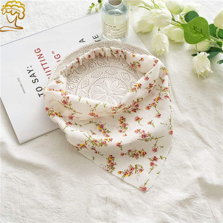 2pcs Floral Elastic Hair Bandanas Boho Scarf  Headband Head Kerchief Turban with Hair Clips for Women