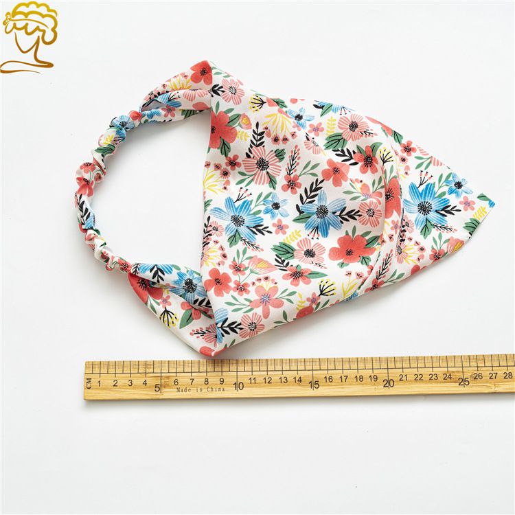 2pcs Floral Elastic Hair Bandanas Boho Scarf  Headband Head Kerchief Turban with Hair Clips for Women