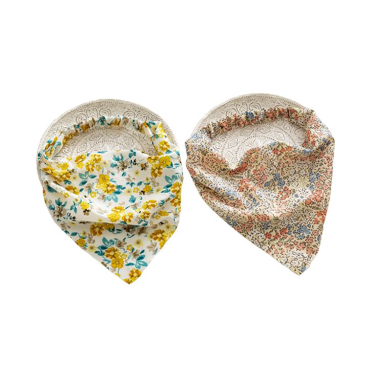 2pcs Floral Elastic Hair Bandanas Boho Scarf  Headband Head Kerchief Turban with Hair Clips for Women