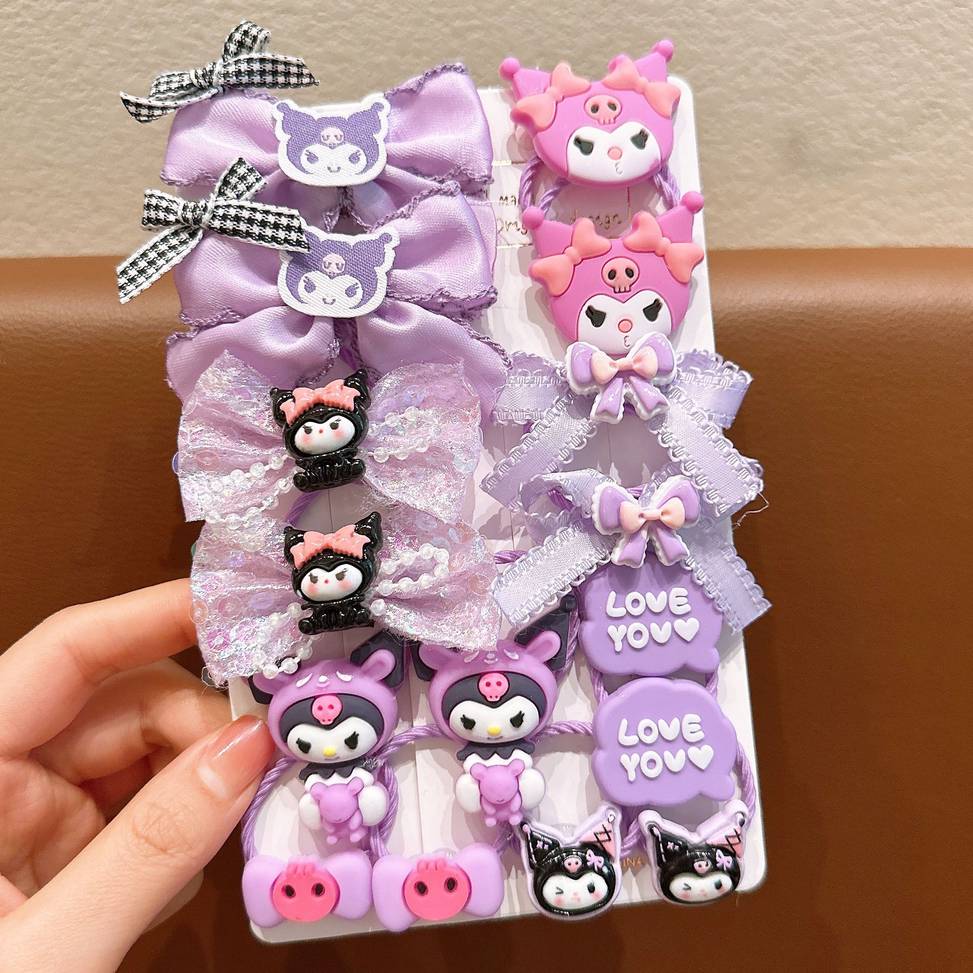 18/20Pcs Children Elastic Hair Ties Blingbling Kuromi Cute Candy Color Hair Bands Girls Hair Ring Soft Ponytail Holder Hair Accessories for Infants Toddlers Kids Teens
