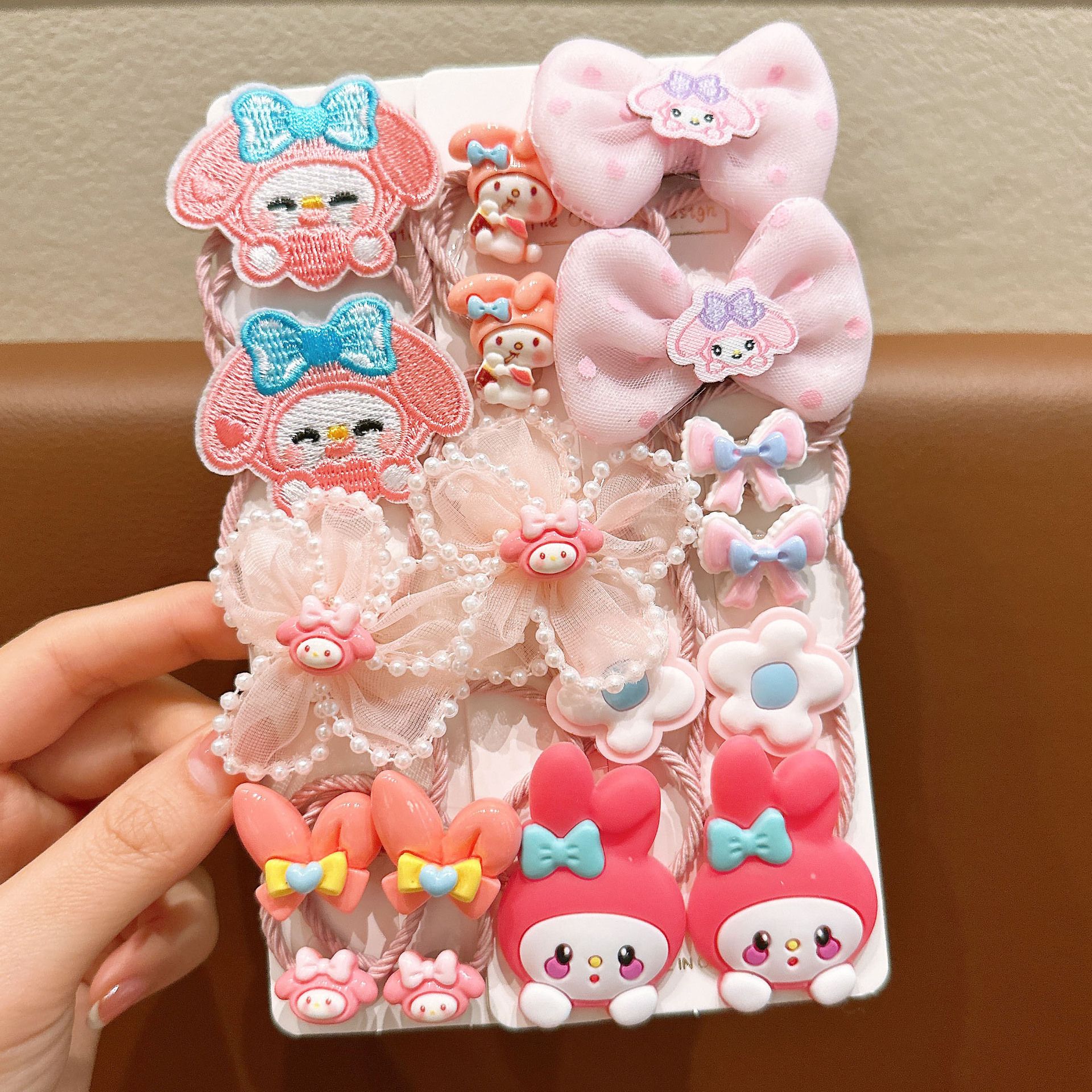18/20Pcs Children Elastic Hair Ties Blingbling Kuromi Cute Candy Color Hair Bands Girls Hair Ring Soft Ponytail Holder Hair Accessories for Infants Toddlers Kids Teens
