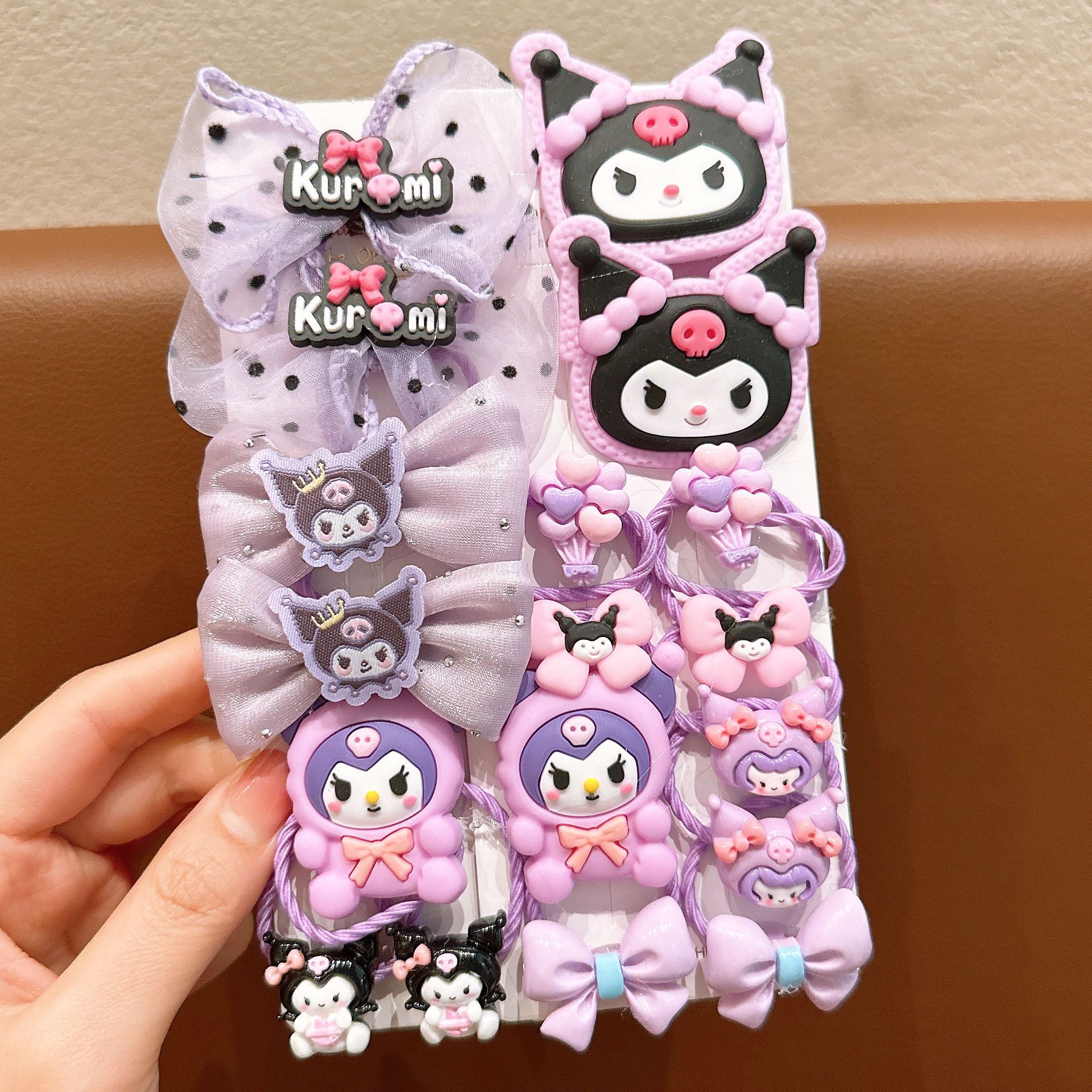 18/20Pcs Children Elastic Hair Ties Blingbling Kuromi Cute Candy Color Hair Bands Girls Hair Ring Soft Ponytail Holder Hair Accessories for Infants Toddlers Kids Teens