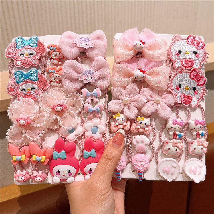 18/20Pcs Children Elastic Hair Ties Blingbling Kuromi Cute Candy Color Hair Bands Girls Hair Ring Soft Ponytail Holder Hair Accessories for Infants Toddlers Kids Teens