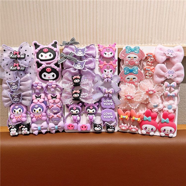 18/20Pcs Children Elastic Hair Ties Blingbling Kuromi Cute Candy Color Hair Bands Girls Hair Ring Soft Ponytail Holder Hair Accessories for Infants Toddlers Kids Teens
