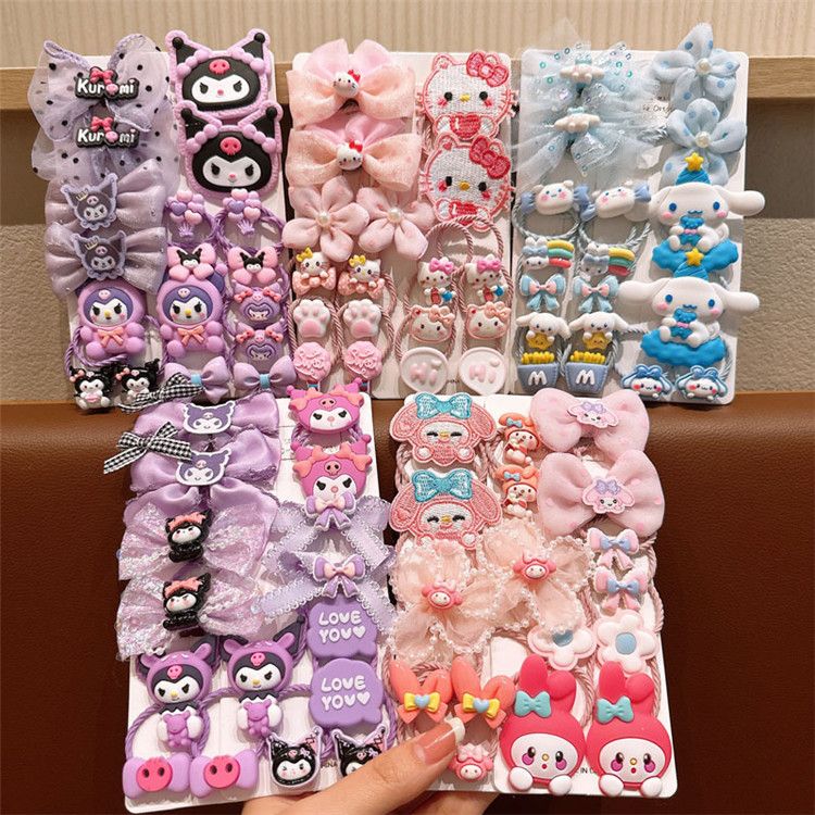18/20Pcs Children Elastic Hair Ties Blingbling Kuromi Cute Candy Color Hair Bands Girls Hair Ring Soft Ponytail Holder Hair Accessories for Infants Toddlers Kids Teens