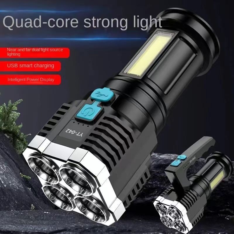 One factory Cross border strong light long-range shooting handheld searchlight for home outdoor camping night fishing operation LED strong light USB rechargeable flashlight