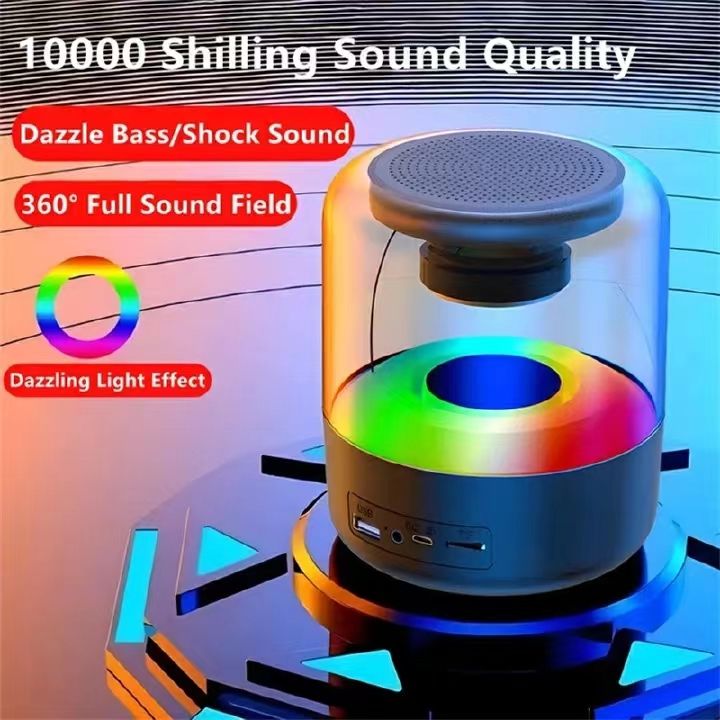 One factory  Portable Colorful Lights Wireless Bluetooth Speaker AUX Audio TF Card USB Playback 360 Surround Sound High-quality Subwoofe