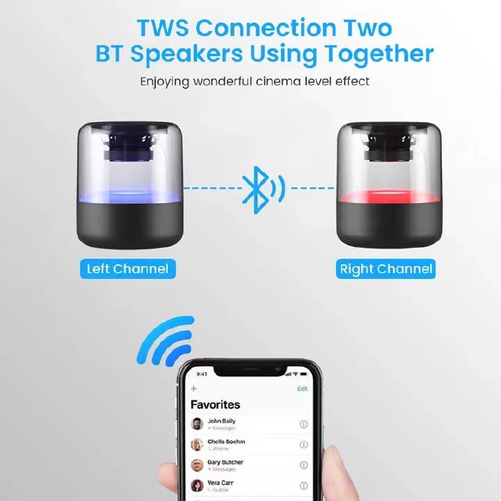 One factory  Portable Colorful Lights Wireless Bluetooth Speaker AUX Audio TF Card USB Playback 360 Surround Sound High-quality Subwoofe