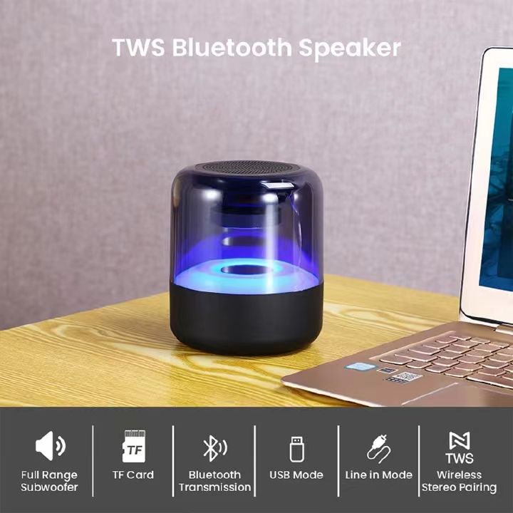One factory  Portable Colorful Lights Wireless Bluetooth Speaker AUX Audio TF Card USB Playback 360 Surround Sound High-quality Subwoofe