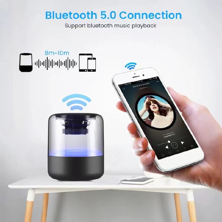One factory  Portable Colorful Lights Wireless Bluetooth Speaker AUX Audio TF Card USB Playback 360 Surround Sound High-quality Subwoofe