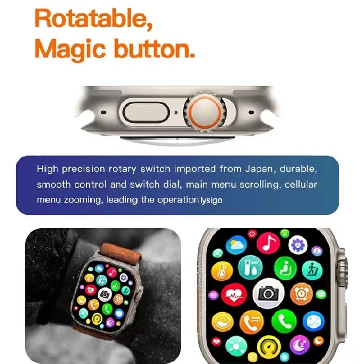 Ultra Smart Watch Bluetooth Calls Wireless Charger Mens Watch Women Sport Fitness Smartwatch for Apple Xiaomi Android Phone