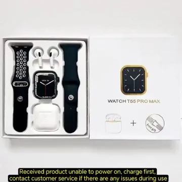 One factory  Pro Max Smart Watch TWS Bluetooth earphone 2 In 1 BT Call Reloj Inteligente 1.71 Inch Screen T55 Pro Max Smartwatches Bluetooth earphone Pro 4 n Black