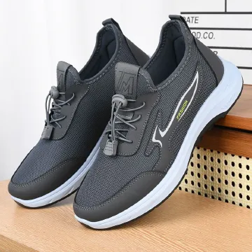 Men's shoes lace-up fly-knit sports shoes Boys casual Sneakers Walking shoes comfortable soft soled non-slip mesh shoes running shoes athleti Grey,EU43