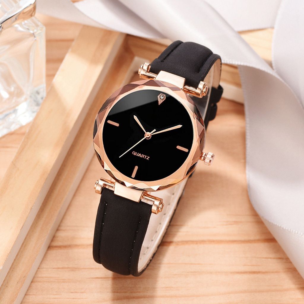 2PC Women's fashion trade trend Ladies casual watch simple belt watch quartz watch bracelet set girls fashion accessories birthday gift set