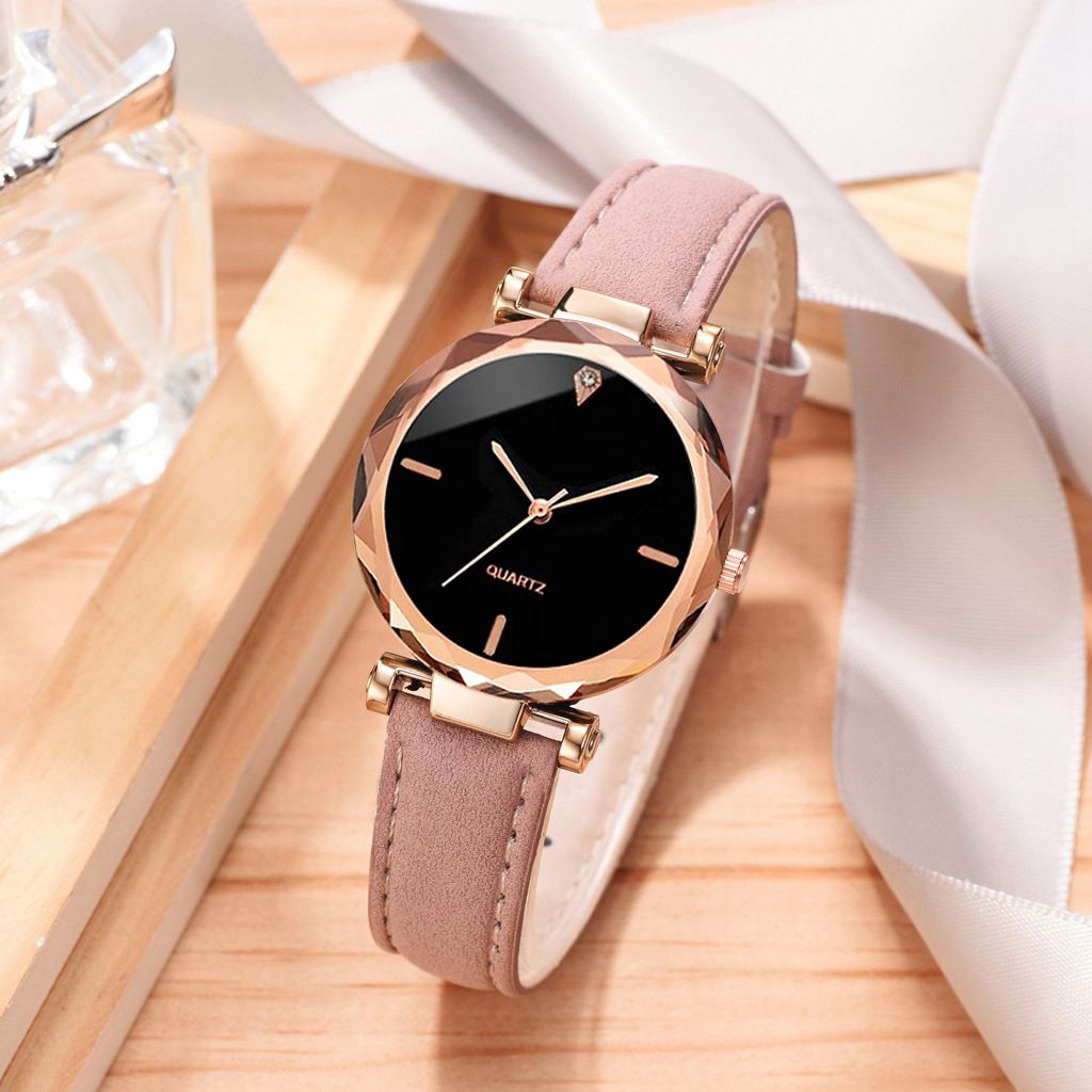 2PC Women's fashion trade trend Ladies casual watch simple belt watch quartz watch bracelet set girls fashion accessories birthday gift set