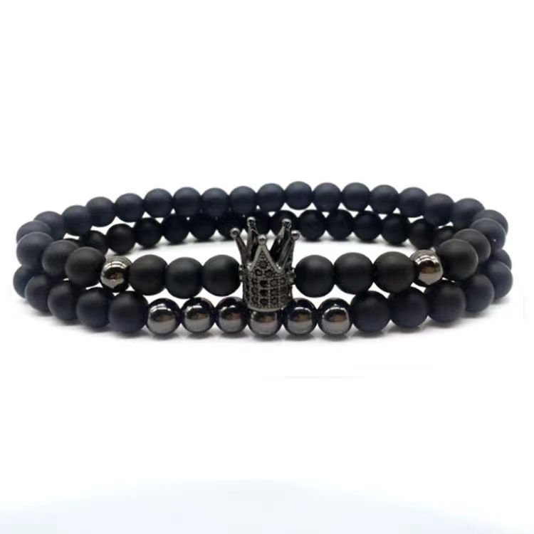 With Box 3 pieces Men's watch sets business Steel band dial quartz boys watch + Crown beaded bracelet men's fashion accessories